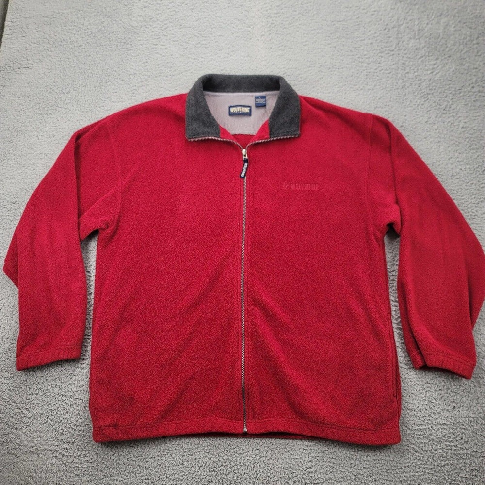 Wolverine Boots and Gear Jacket Mens Large Red Fleece Mock Neck Full Zip